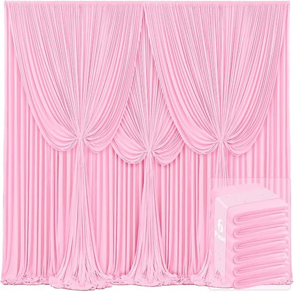 6 Panels Pink Backdrop Curtains by Tao-GePartyDecorations