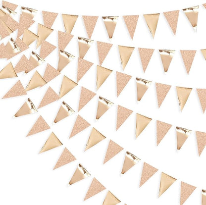 30Ft Champagne Gold Party Decorations Triangle Pennant Banner Gold Hanging by pinkblume