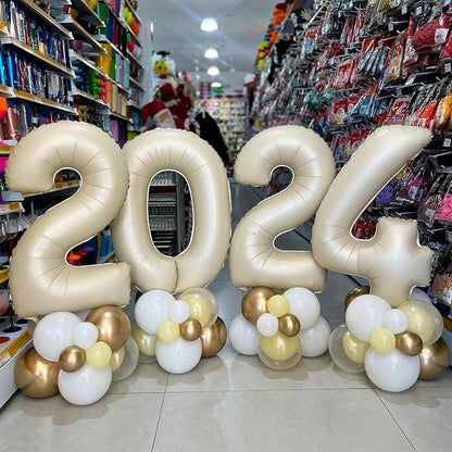 Number 2 Balloon Beige, 40 Inch Large Cream Foil 2 Helium Balloons - Image 6