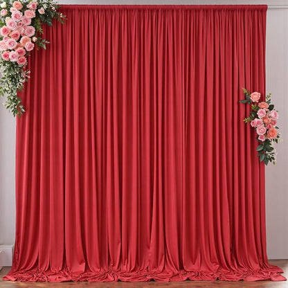 10ft x 8ft Wrinkle Free Red Backdrop Curtains by Outpain
