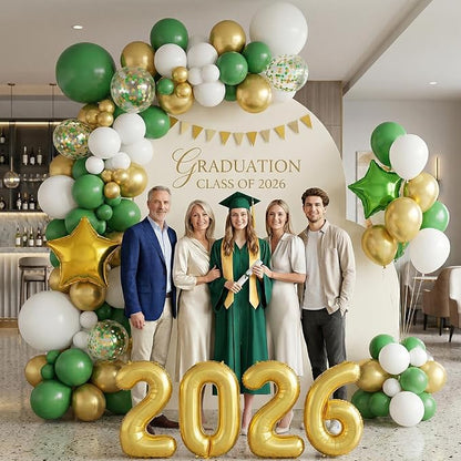 Paready Green Gold Graduation Balloons Garland Arch Kit, Grad Star Balloon - Image 5