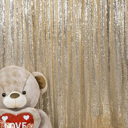 JYFLZQ Champagne Sequin Backdrop Curtains 10ft x 10ft 1 Panel Glitter Photo by JYFLZQ