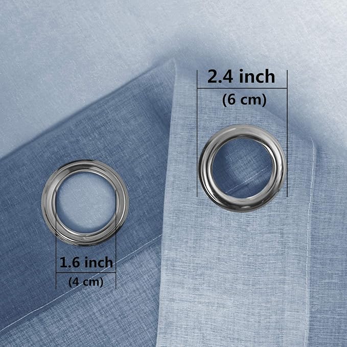 DWCN Blue Ombre Faux Linen Sheer Curtains - Image 2