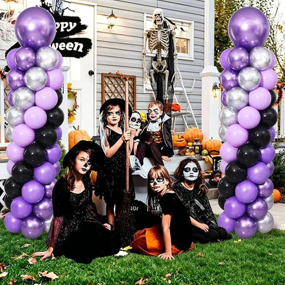 Purple and Black Silver Balloon Column Stand Kit Set of 2 - Image 9