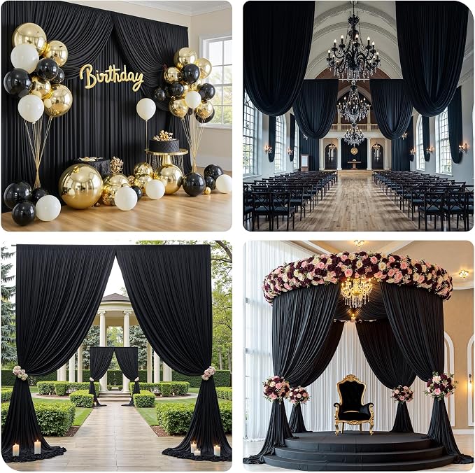60ft×12ft Black Backdrop Curtain - Image 4