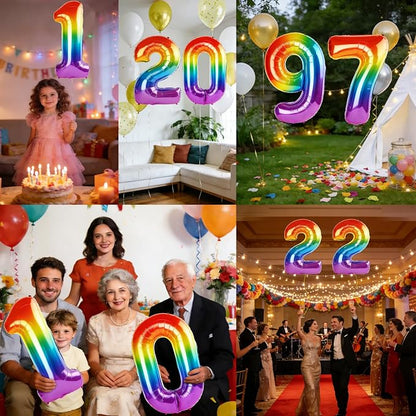 40 Inch Number 97 Balloons for 97th Birthday Party Decorations, 0-100 Rainbow - Image 7