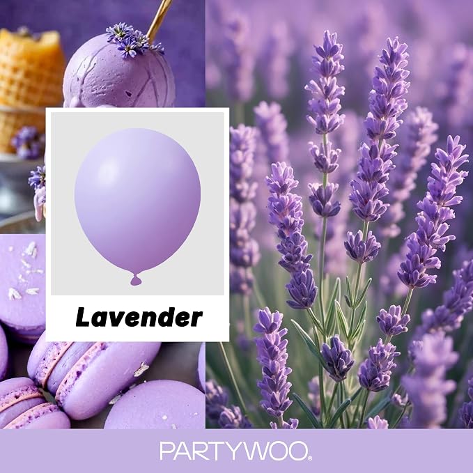 PartyWoo Lavender Balloons 120pcs Light Pastel Purple Lilac Color | 18 12 10 5 - Image 2
