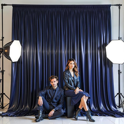 40x10ft Navy Blue Glitter Backdrop Curtain - Image 7