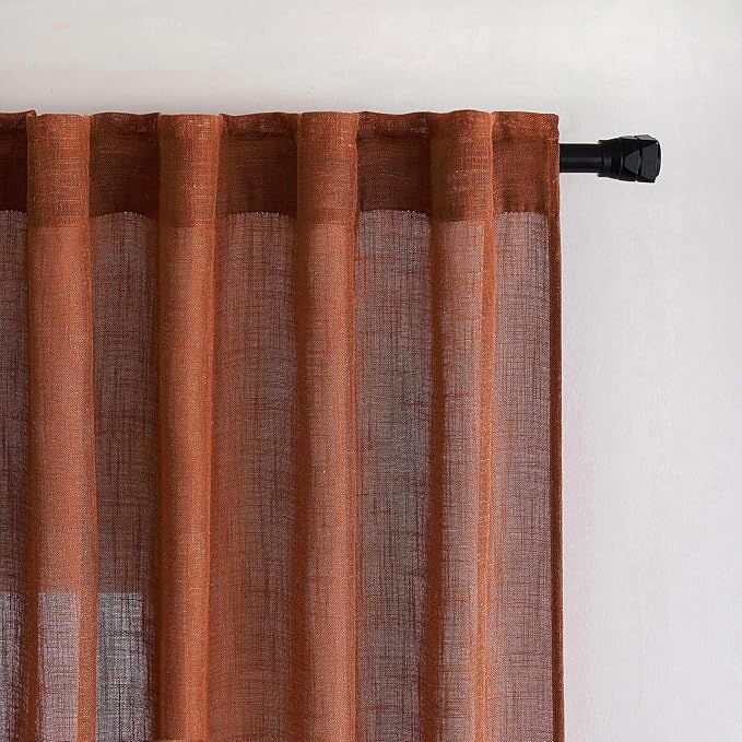 MIULEE Burnt Orange Fall Kitchen Curtains 24 Inches Long 2 Panels Farmhouse | - Image 6