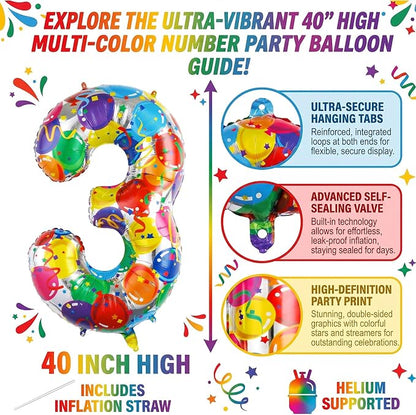 40 Inch Number 13 Balloon Set Large Foil Balloons - Image 2