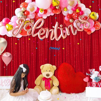Sequin Backdrop Glitter Party Backdrop Curtain Red - 10ft x 10ft | Background - Image 4