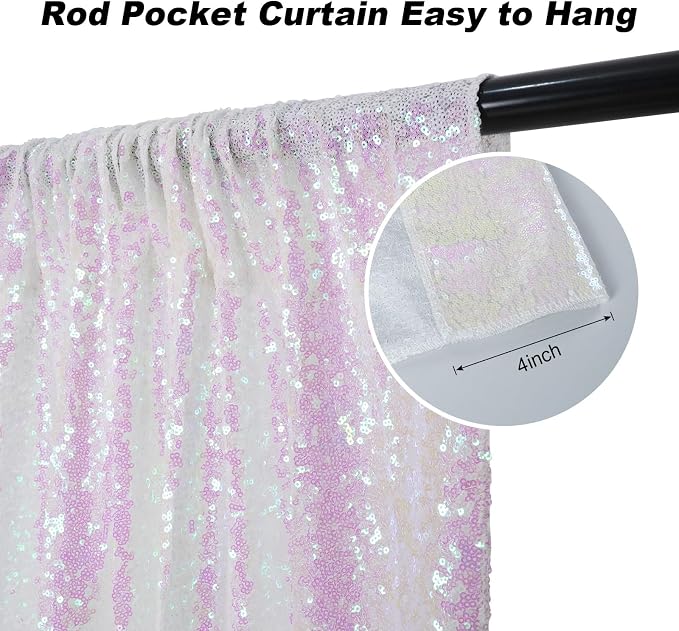 Juya Delight White Iridescent Sequin Backdrop, 6ftx6ft Glitter Photo Backdrop - Image 3