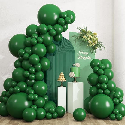 RUBFAC 135pcs Dark Green Balloons Different Sizes 18 12 10 5 Inch by RUBFAC