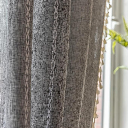 Sutuo Home Boho Curtain for Bedroom Living Room Kitchen, Semi Blackout Linen - Image 4