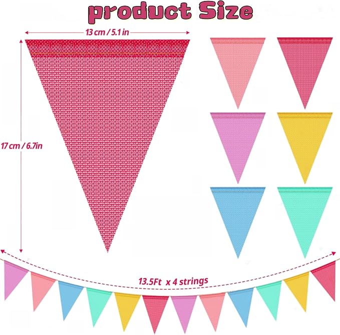 8 Strings 96 Feet Pastel Pennant Banner Flags - Image 2