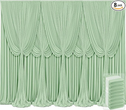 8 Panels Sage Green Backdrop Curtains by Tao-GePartyDecorations