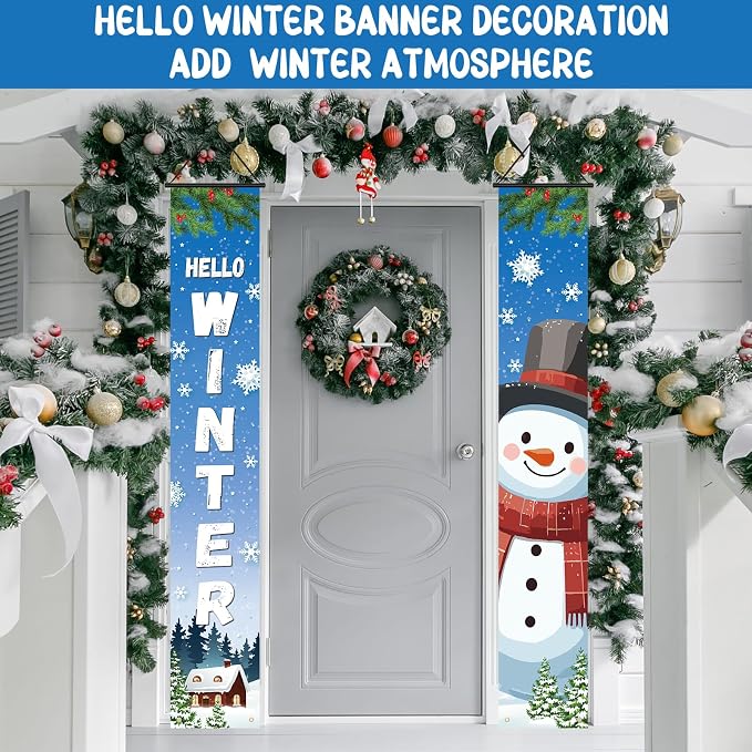 Preboun 4 Pairs Seasonal Door Banners Decorations Set Fall Porch Signs Banners - Image 6
