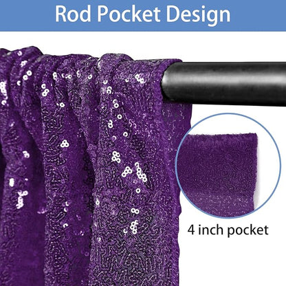 Hahuho Purple Sequin Backdrop Curtain, Party Decoration（2 Panels, 4FT x 8FT - Image 2