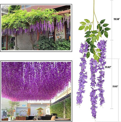 Artificial Flowers Hanging Flowers, Fake Wisteria Flower Garland Silk Vines - Image 6