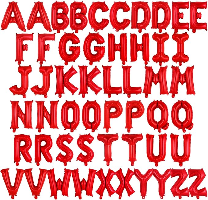 52 Pcs Red Letter Balloons, 16 Inch Foil Alphabet Letter Balloons, Letter A-Z by YOTHORN