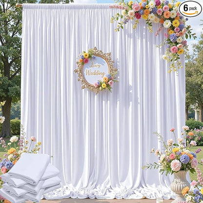 30×12 ft White Wrinkle Free Backdrop Curtain, Soft Silky Easy to Drape Wedding by ENJOYYOURPARTY