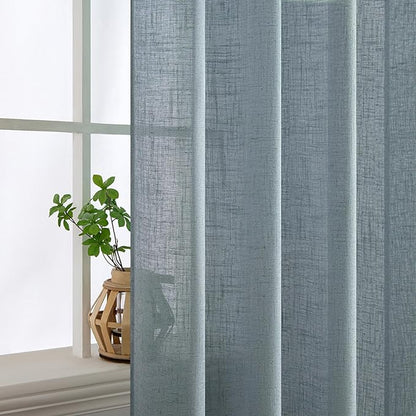 MIULEE Dusty Blue Linen Curtains 42x84 Inch Length - Image 4