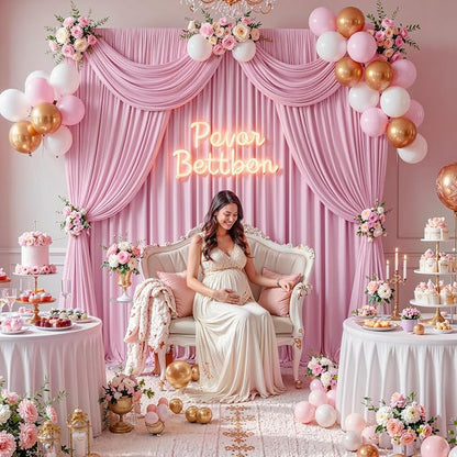 20 ft x 10 ft Wrinkle Free Baby Pink Backdrop Curtain - Image 6