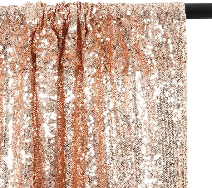 Eternal Beauty Rose Gold 3mm Sequin Backdrop 2x8 Ft 2 Pack Wedding | Dense - Image 9