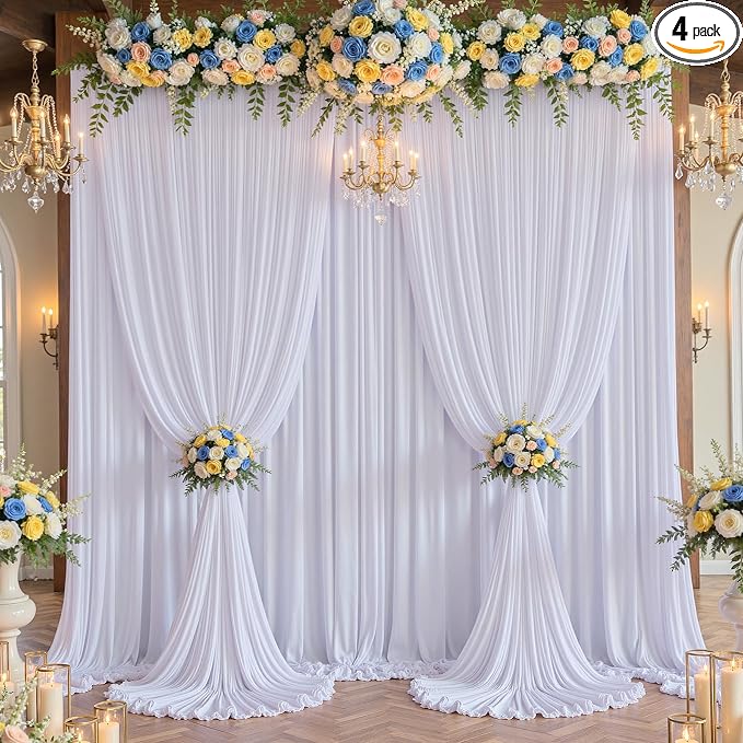 20×14 ft White Wrinkle Free Backdrop Curtain, Soft Silky Polyester Wedding by ENJOYYOURPARTY