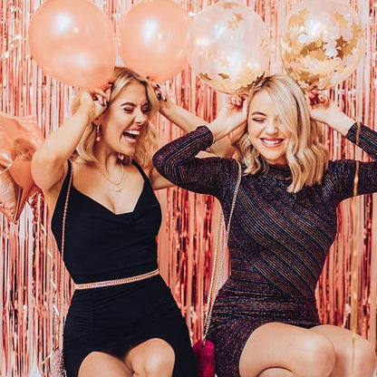 10 Pack Foil Curtain Backdrop Rose Gold Metallic Tinsel Foil Fringe Curtains - Image 2
