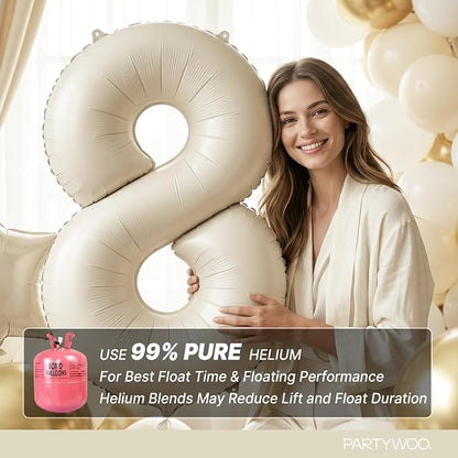 PartyWoo Number Balloons 40 Inch White Number 8 Kit 25pcs - Image 5