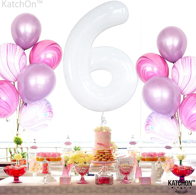 KatchOn White Number 6 Balloon 40 Inch | 6th Birthday balloon - Image 6