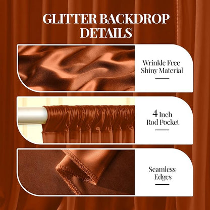 30x10ft Terracotta Glitter Backdrop Curtain - Image 5