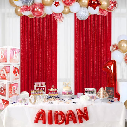 Red Sequin Backdrop Curtains-2 Panels 4FTx8FT Red Backdrop - Image 4
