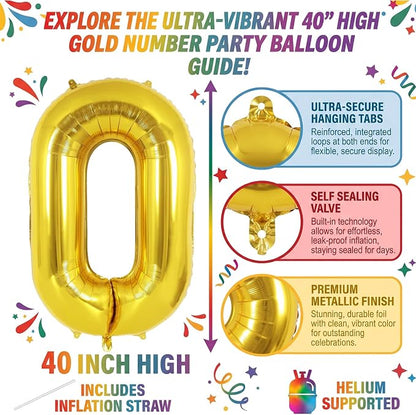 40 Inch Gold Number 10 Foil Balloon - Image 2