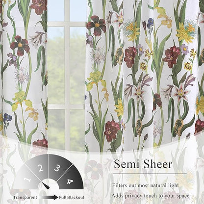 Schweek Boho Floral Curtains 96 Inches Long 2 Panels - Image 3