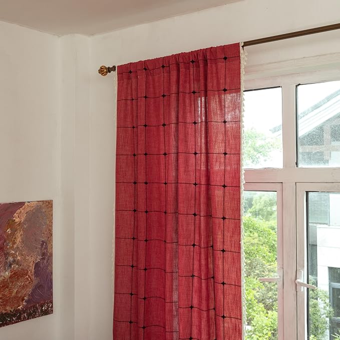 Sutuo Home Boho Curtain for Bedroom 84 Inch Length, Linen Light Filtering - Image 6