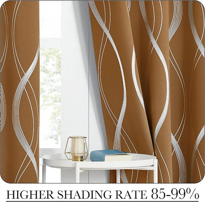 NICETOWN Gold Brown Blackout Curtains 63 inch Long - Image 4