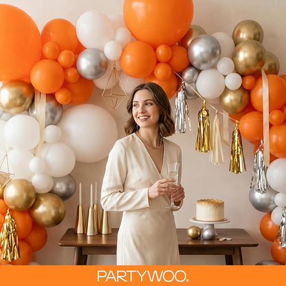 PartyWoo Orange Balloons 120pcs Fall Latex Helium Balloons Different Sizes | 18 - Image 9