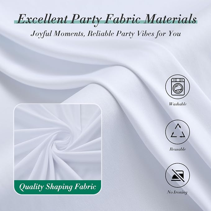 20 ft x 8 ft White Backdrop Curtain Drapes - Image 5