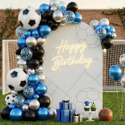Biapian Soccer Balloons, Metallic Blue Silver Balloons - Image 5