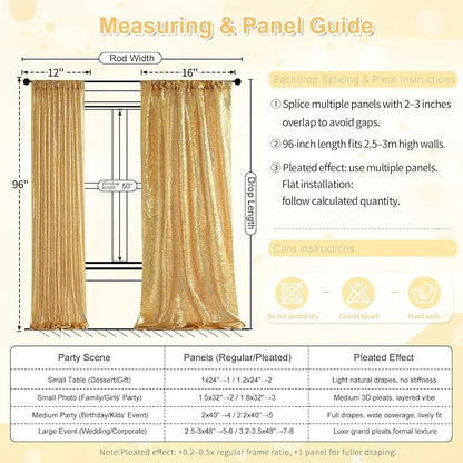Gold Sequin Backdrop Curtains 2 Panels 2FTx8FT Glitter Gold Photo Backdrop | - Image 5