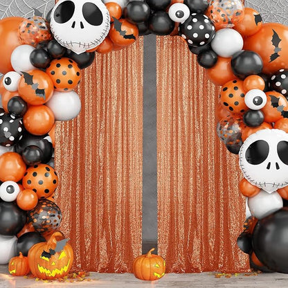Sugargirl Orange Sequin Backdrop Curtain 4 Panels 2FTx8FT Glitter Orange - Image 2