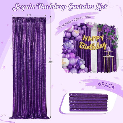 Backdrop Curtain for Halloween Decorations Purple Sequin Curtain | Backdrop 6 - Image 2