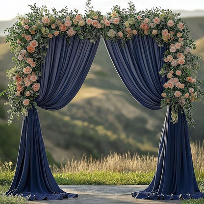 ESGOTBME 10x10ft Wrinkle Free Navy Blue Backdrop Curtain - Image 2