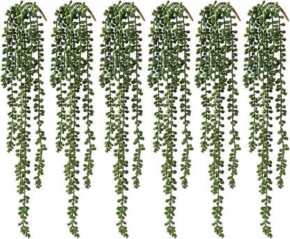 6 Pcs Artificial Succulents Hanging Plants, Fake String of Pearls Greenery by dallisten