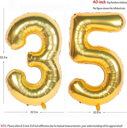 40 Inch gold Number Balloons 35 Helium Foil Mylar Balloon | Birthday Party - Image 2