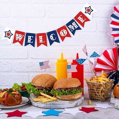 Patriotic Welcome Banner for 4th of July Decorations | Welcome Decorations for - Image 5