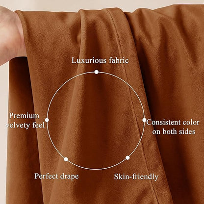 Burnt Orange Velvet Curtains Back Tab Boho Drapes, Window Back Tab Pinch Pleat - Image 4