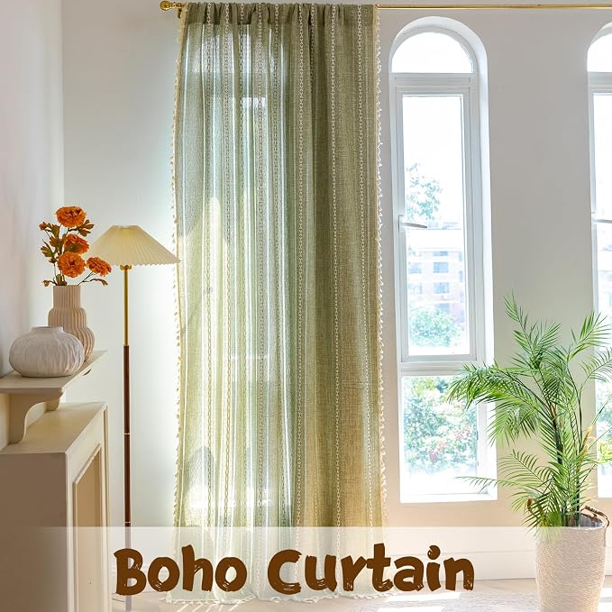 Sutuo Home Boho Curtains for Living Room Farmhouse, Semi-Blackout French - Image 7